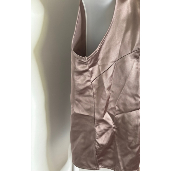 Bailey 44 Satin Sleeveless Top Sand Color Size Medium Mock Neck keyhole‎ back - Picture 2 of 8